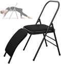 Backless Folding Yoga Chair for Headstand&Handstand Training,Inversion Stool for Restorative Flow and Back Pain Relief (Black PU)