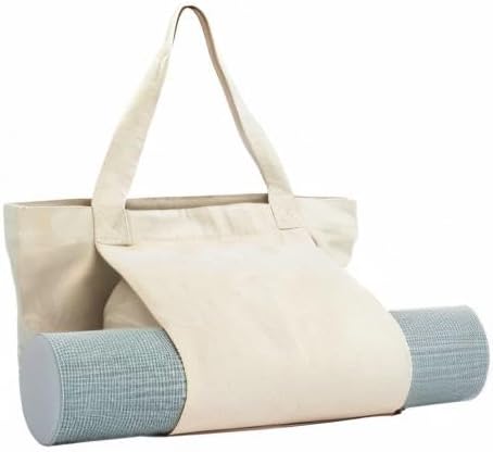 Yoga Mat Carrier, Gym Bag With Yoga Mat Holder, Women Canvas Tote With Shoulder Strap For Pilates, Travel, Office, Sports, Workout And Beach – Inner Zippered Pocket, Fits Standard And Small Mats