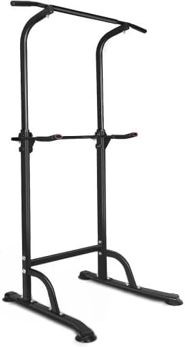 Dip Station Strength Training Dip Stands Station with Connecting Rod and Padded Handles for Home Gym & Fitness Training