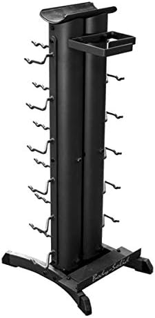 Body-Solid Vertical Gym Organizer Package with Lat and Curl Bar, Revolving Bars, Tricep Pressdown and Handles, Compact Storage Rack for 20 Handles & Straps, Home Accessories Organization