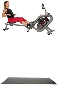 Sunny Health & Fitness Phantom Hydro Water Rowing Machine, Silver SF-RW5910 + Home Gym Foam Floor Protector Mat