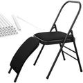 Yoga Training Chair w/Lumbar Support,Foldable Design for Balance Handstand and Core Strength Workouts (Black PU)