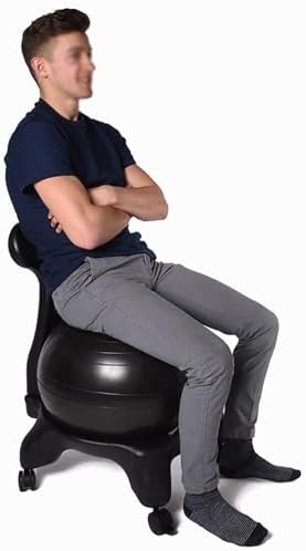 Yoga Ball Chair,Inflatable Balance Exercise Seat, for Core Strength,Office, Physiotherapy (Black)