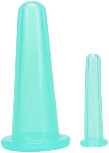 4 Pcs Face Cupping Set, Facial Cupping Set for Face and Eye Massage, Silicone Massage Vacuum Anti Aging Beauty Tool Facial Eye Care (2 Small + 2 Large) (Green)