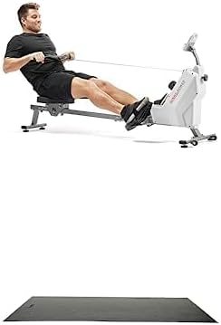 Sunny Health & Fitness Smart Compact Magnetic Rowing Machine with Exclusive SunnyFit® App Enhanced Bluetooth Connectivity SF-RW521020 + Home Gym Foam Floor Protector Mat
