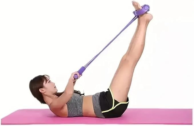 Fashion Puller Exercise,4-Tube Home Workout Pedal Resistance Bands with Handles,Manual Tension Pedal Elastic Band,Multifunction Elastic Yoga ResistanceBand,Pedal Ankle Puller Foot StretchingBand