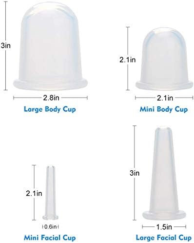 lychee Anti Cellulite Cupping Therapy Set for Family 4Pcs Silicone Vacuum Massage Cups - Chinese Cupping Kit for Body and Facial Massager for Adults Home Use (Transparent)