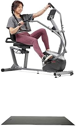 Sunny Health & Fitness Compact Performance Recumbent Bike with Dual Motion Arm Exercisers, Quick Adjust Seat SF-RB420032 + Home Gym Foam Floor Protector Mat
