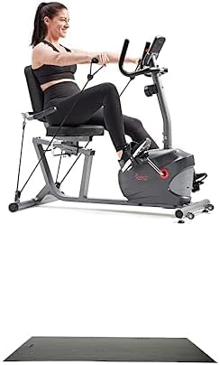 Sunny Health & Fitness Performance Interactive Series Recumbent Exercise Bike with Exclusive SunnyFit® App Enhanced Bluetooth Connectivity SF-RB420031 + Home Gym Foam Floor Protector Mat