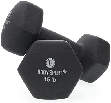 Body Sport Neoprene Dumbbell Weight - Latex-Free, Strength Training Equipment for Home Fitness & Gym Workouts