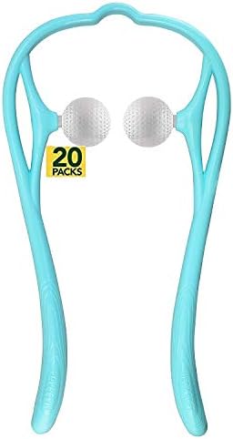 Mount Plus M1212 Shiatsu Neck Massager for Neck and Shoulder with Deep Tissue Trigger Point Manual Self Muscle Massage for Muscle Pain Relief (Simulates Massage Therapist Hands) (20 Pack Blue)