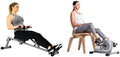 Sunny Health & Fitness Magnetic Under Desk Mini Exercise Cycle Bike, Dual Function Pedal Exerciser + SF-RW1205 12 Adjustable Resistance Rowing Machine Rower w/ Digital Monitor