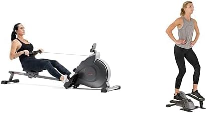 Sunny Health & Fitness Magnetic Rowing Machine with Exclusive SunnyFit App + Sunny Health & Fitness Portable Stand Up Elliptical - SF-E3908