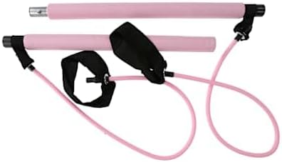 Pilates Fitness Bar, Full Body Workout Exercise Equipment with Resistance Bands, Pink