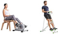 Sunny Health & Fitness Magnetic Under Desk Mini Exercise Cycle Bike, Dual Function Pedal Exerciser + Row-N-Ride Squat Assist Trainer for Glutes & Full Body Cardio Workout with Adjustable Resistance