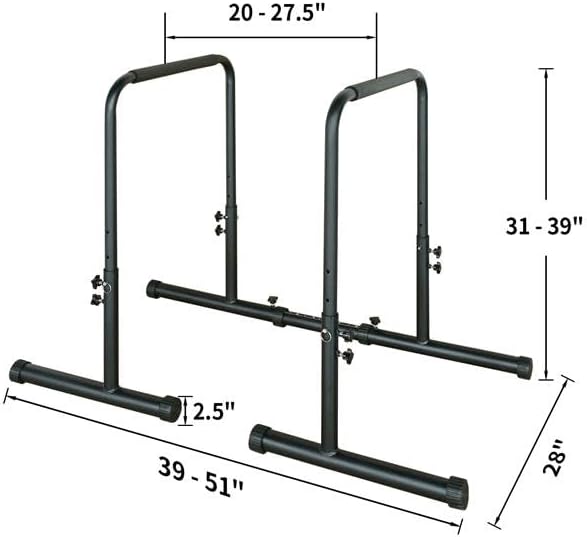 Power Tower Dip Station Pull Up Bar Stand Adjustable Height Heavy Duty Multi-Function Fitness Training Equipment