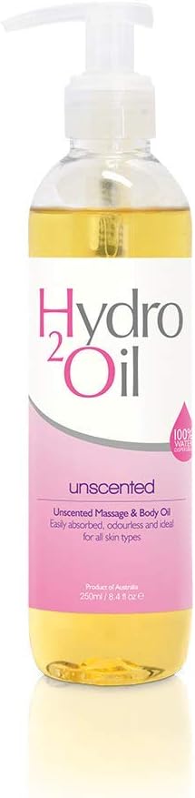 Hydro 2 Oil Unscented Massage Oil 8.4 fl oz - Water Dispersible Formula with Jojoba and Grapeseed Oil Enriched with Vitamin E