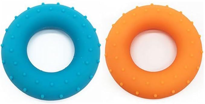 Grip Strength Trainer, 2pcs Silicone Hand Grip Strengthener Ring, for Rock Climbing, Athletes & Stress Relief, Blue 40lb, Orange 50lb
