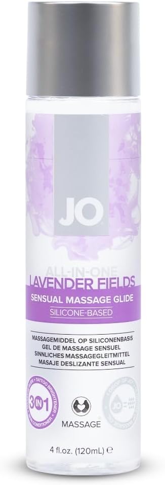JO Lavender Silicone Massage Oil – Fragrance Free Long Lasting Personal Lube & Massage Glide – 4 fl oz