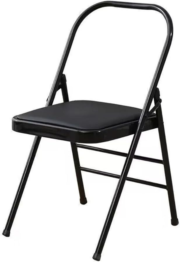 Yoga Auxiliary Chair Pilates Backless Yoga Chair Iyengar Auxiliary Chair with Non-Slip Feet Covers Professional Strength Training Chair,Black-45 * 42 * 80cm
