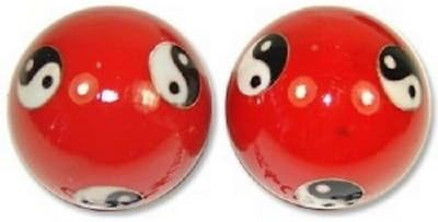 JapanBargain, Set of 2 Chinese Baoding Balls Hand Exercise Therapy Balls Stress Reliefe Balls, (Red)