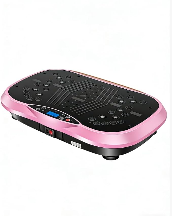 Vibrating Platform Fitness Machine, Full-Body Workout Trainer, with LCD Screen, Pink.