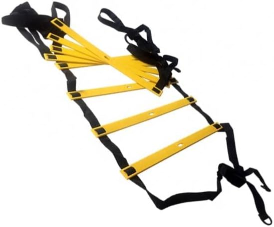 French Fitness 26 Ft Speed & Agility Ladder - Adjustable Rungs, Durable TPR/Nylon, Portable with Carrying Case & Pegs