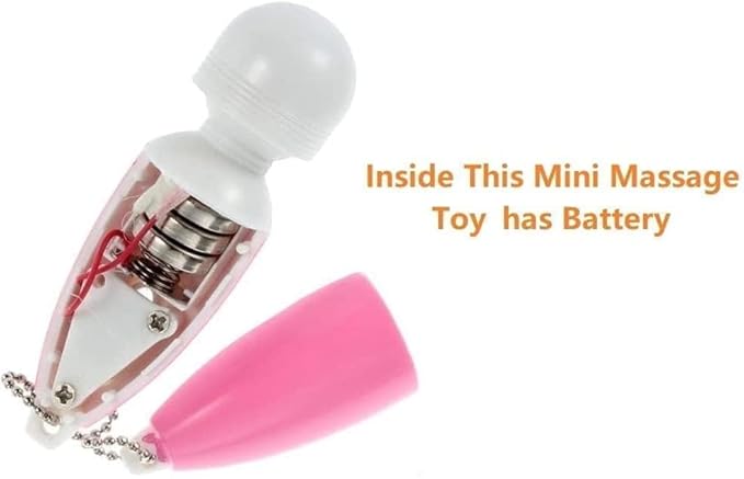 Mini Portable Small Keychain Vibrating Massage Body Tool Heads Massager Pocket Toy for Women Neck Shoulder Face Back Muscles Pink and Black Color