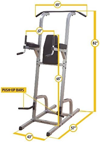 Body-Solid GVKR82 Multi-Function Power Tower With Vertical Knee Raise, Dip Station, Push-Up station, and Pull-Up Station Featuring A Narrow and Wide Grip
