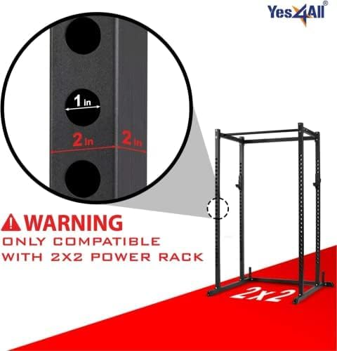Yes4All Power Rack J-Hooks & Attachments – Heavy Duty Barbell Holders Compatible with 2x2 & 3x3 Power Racks for Home Gym