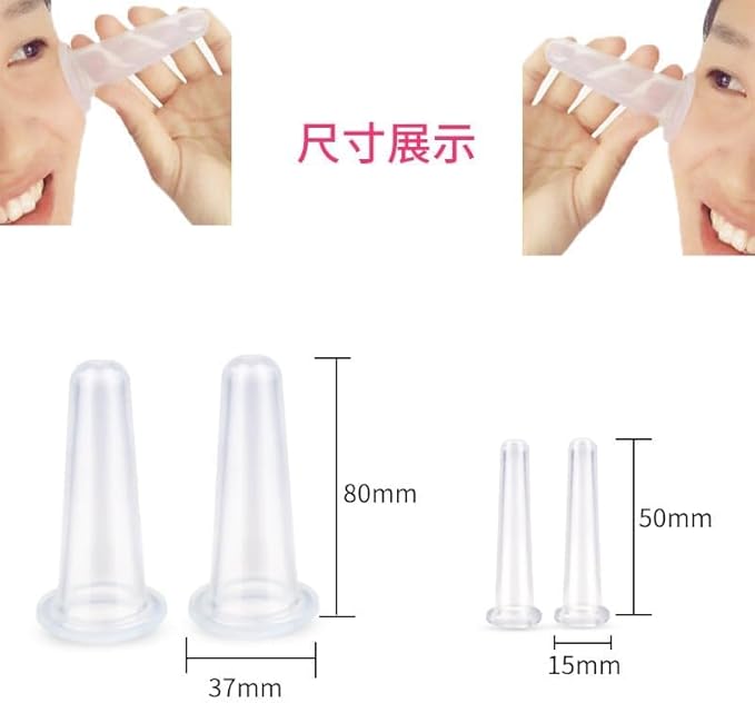 4 Pcs Face Cupping Set, Facial Cupping Set for Face and Eye Massage, Silicone Massage Vacuum Anti Aging Beauty Tool Facial Eye Care (2 Small + 2 Large) (Purple)