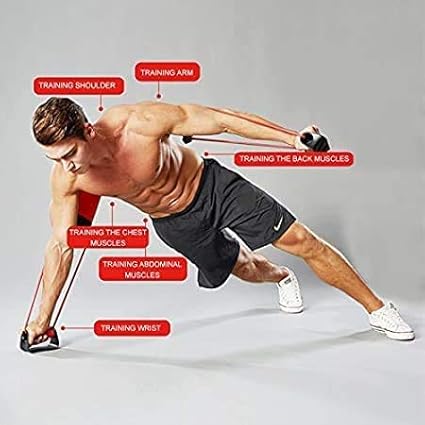 metaball Stable Push Up Bars Resistance Band Power Push Up Plus with 24 Resistance Levels Training Back, Shoulder, Chest and Arm Muscles Equipment