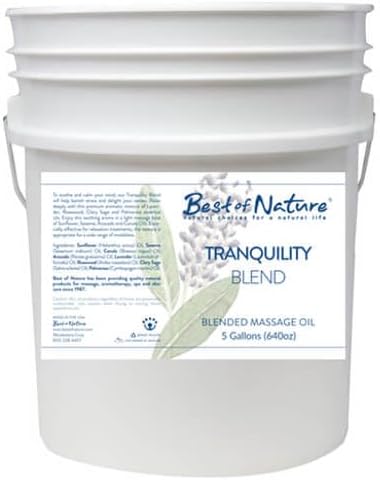 Best of Nature Tranquility Aromatherapy Massage & Body Oil - Soothing Blend with Lavender, Sage, Rosewood & Palmarosa, Ideal for Relaxing Massage or Daily Moisturizing - 5 Gallon Pail (640 fl oz)