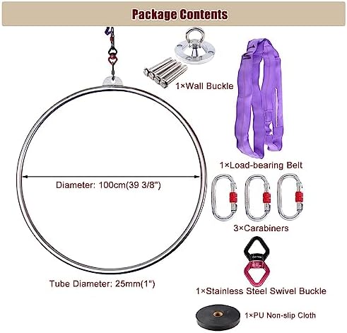 Beginners Hoop Dance Suspension Trainer Metal, Kids Adult Aerial Hoop Stand Kit, Weight Loss/Shape/Exercise Yoga Hoop Yoga Ring