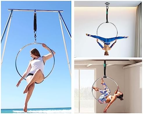 Beginners Hoop Dance Suspension Trainer Metal, Kids Adult Aerial Hoop Stand Kit, Weight Loss/Shape/Exercise Yoga Hoop Yoga Ring