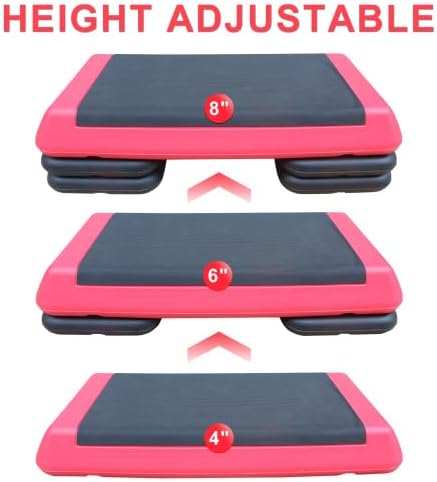 Aerobic Exercise Step Platform for Home Gym, 4 Stackable Risers -Adjustable Hight, Step Up Exercise Platform, Fitness Training Workout Stepper, Cardio Strength