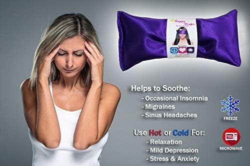 Lavender Eye Pillow - Hot Cold Weighted Eye Pillows for Relaxation, Sleep, Stress, Migraine Relief, Yoga - Aromatherapy Gifts for Women, Birthday, Teachers, Made in USA by Happy Wraps - Auqa