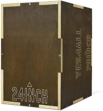 Yes4All Plyo Box, 3-in-1 Wooden Box Jumps for Home Gym, 450 lbs Boxes Step Up with Smooth Edges & Wide Built-in Handles for Jumping, Strength Training, Lunges, Squats, Dips