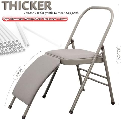 Yoga Training Chair w/Lumbar Support,Foldable Design for Balance Handstand and Core Strength Workouts (Grey Fabric)