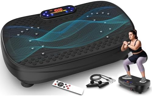 New Vibration Plate Exercise Machine -130 Level Full Body Workout Vibrating Plate for Lymphatic Drainage Weight Loss, 450 Lbs Capacity,Shake Fitness Platform with Resistance Bands Bluetooth