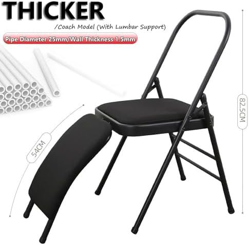 Backless Folding Yoga Chair for Headstand&Handstand Training,Inversion Stool for Restorative Flow and Back Pain Relief (Black Fabric)