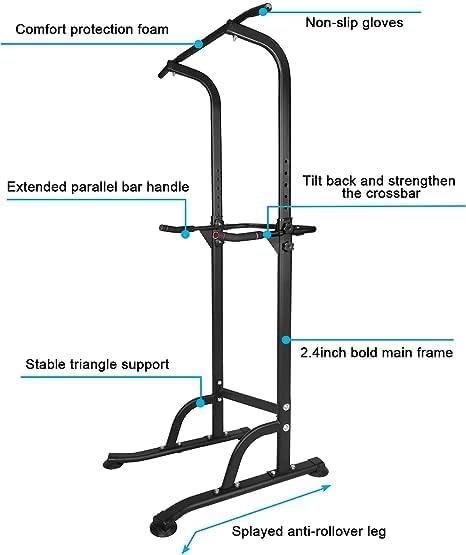 Power Tower Adjustable Height Pull Up Bar for Home Gym Multi-Function Strength Training Fitness Workout Station