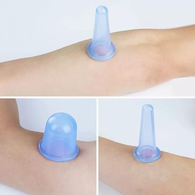 4 Pcs Face Cupping Set, Facial Cupping Set for Face and Eye Massage, Silicone Massage Vacuum Anti Aging Beauty Tool Facial Eye Care (2 Small + 2 Large) (Green)