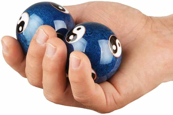 JapanBargain, Set of 2 Chinese Baoding Balls Hand Exercise Therapy Balls Stress Reliefe Balls, (Blue)