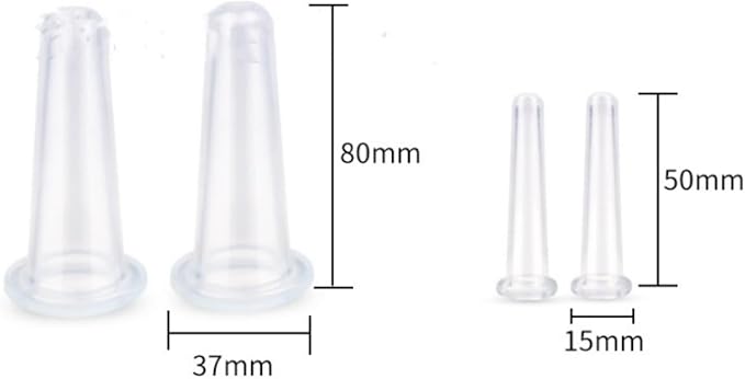4Pcs Silicone Facial Cupping Therapy Set Mini Facial Cups Manual Body Face Massage Tool Don't Worry About Burns Health Care Products (2 Small + 2 Large) (Pink)