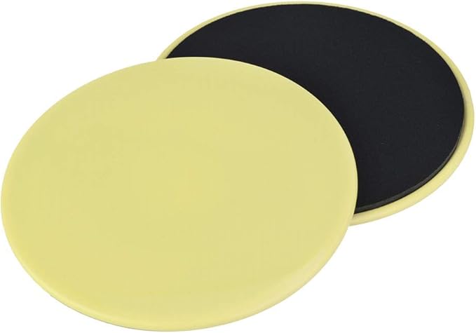 Core Sliders Exercise Discs, 2-Pack Yellow Fitness Sliders for Home Gym, Yoga, Pilates, Full Body Workout on Wood, Carpet, Tile