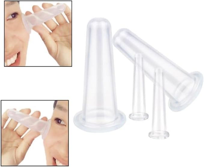 4 Pcs Face Cupping Set, Facial Cupping Set for Face and Eye Massage, Silicone Massage Vacuum Anti Aging Beauty Tool Facial Eye Care (2 Small + 2 Large) (Purple)