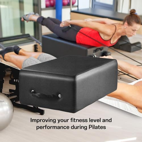 Premium Pilates Sitting Box - 24"x16"x9.5" Reformer Accessory, Durable PU & Wood, Portable Handle, Ideal for Home Gym, Studio Workouts, Enhance Pilates Practice