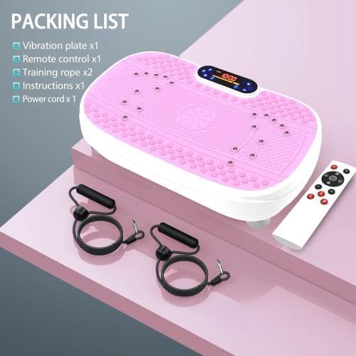 New Vibration Plate Exercise Machine -130 Level Full Body Workout Vibrating Plate for Lymphatic Drainage Weight Loss, 450 Lbs Capacity,Shake Fitness Platform with Resistance Bands Bluetooth