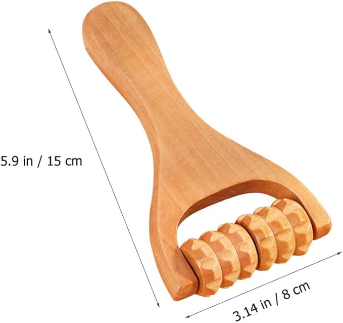 Healifty Wooden Foot Massager Roller Tool for Neck Shoulder Back and Legs - Compact Handheld Acupoint Massage Roller for Muscle Relief and Daily Use 2-Pack